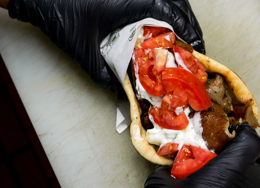 A chicken shawarma wrap from The Green Olive